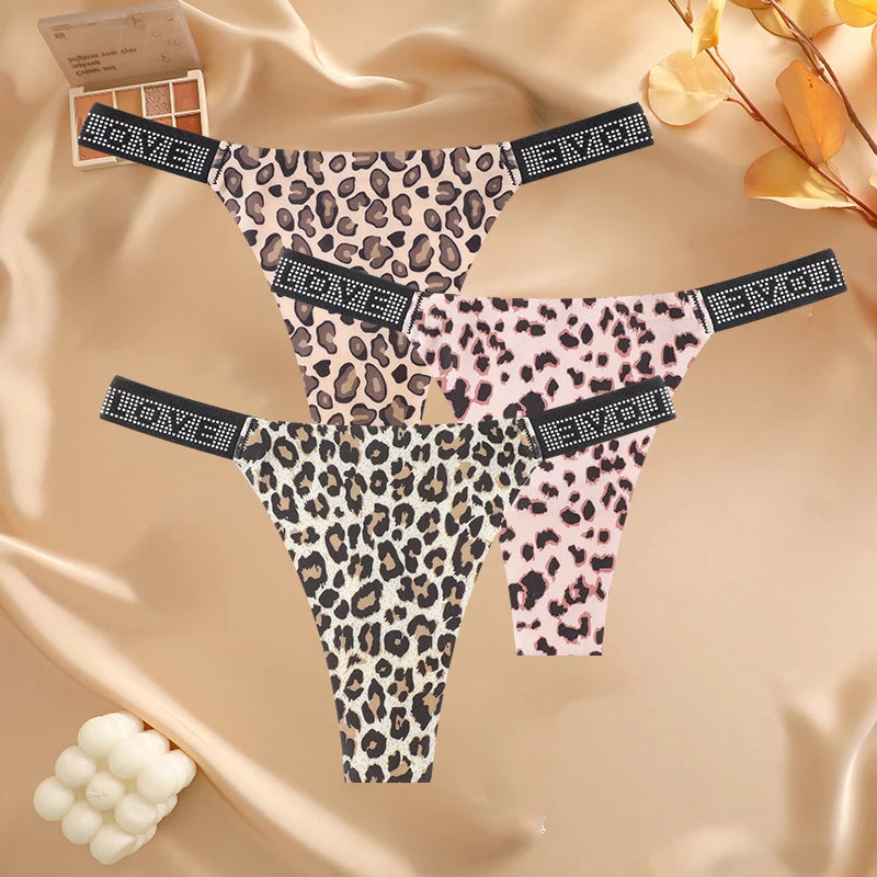 3 pièces/ensemble sans couture taille basse Sexy culottes femmes tongs strass lettre diamants string sport string Shorts slips t-back